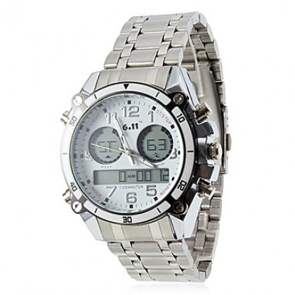 Мужская многофункциональный аналого-цифровой серебра стальной ленты наручные часы (разных цветов)
