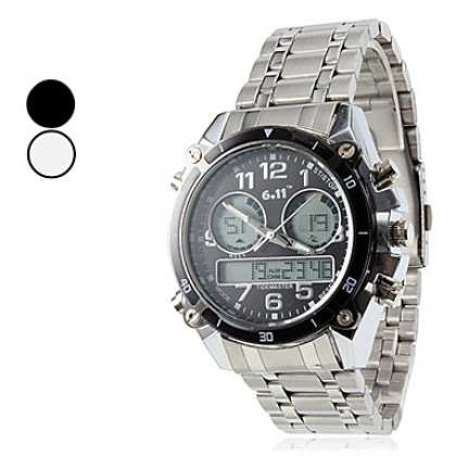 Мужская многофункциональный аналого-цифровой серебра стальной ленты наручные часы (разных цветов)