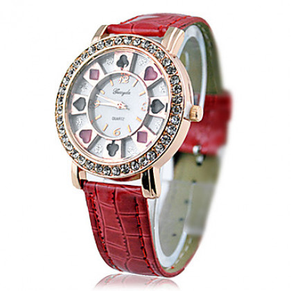 Мужская Многофункциональный Poker белый циферблат Кожаный ремешок наручные часы