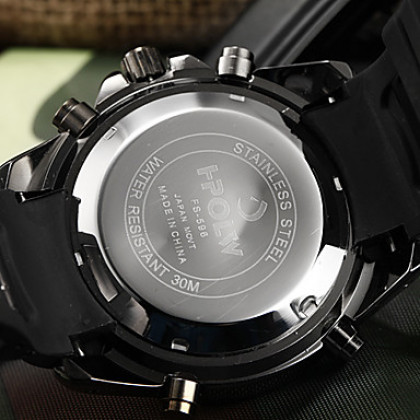Мужская Многофункциональный Военный стиль сталь круглый циферблат аналогового Rubber Band-цифровые наручные часы (разных цветов)