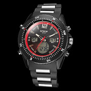 Мужская Многофункциональный Военный стиль стали Круглый циферблат ABS полосный аналого-цифровой наручные часы (разных цветов)