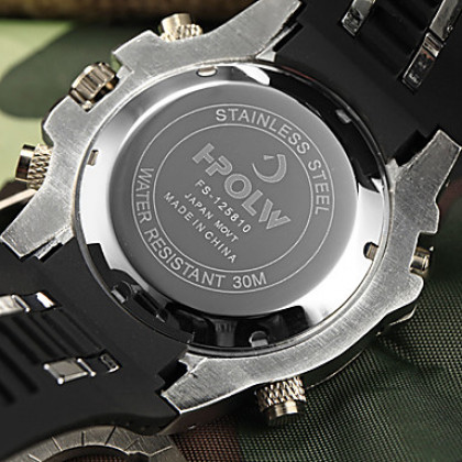 Мужская Многофункциональный Военный стиль стали Круглый циферблат Rubber Band аналого-цифровой наручные часы (разных цветов)