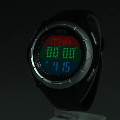 Мужская Многофункциональный ЖК-большой набор Резиновая лента Кварцевые наручные часы (разных цветов)