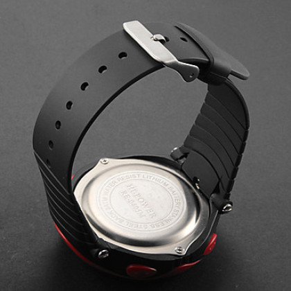 Мужская Многофункциональный ЖК-цифровой Красного Dial Rubber Band Кварцевые аналоговые наручные часы