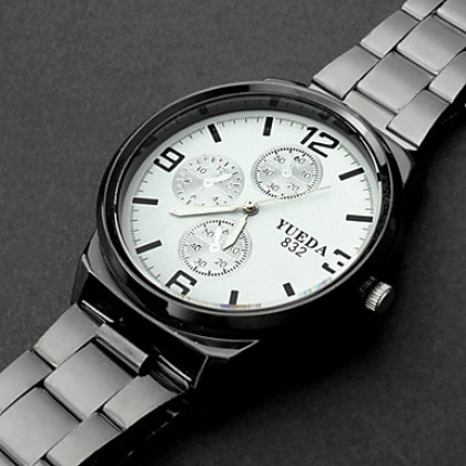 мужская мода стиль черной стали аналоговые кварцевые наручные часы
