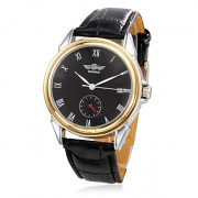 Мужская модная стиль PU Механические аналоговые наручные часы (черный)