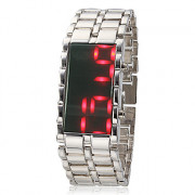Мужская Morror лица красные светодиодные электронные набора стали Группа Кварцевые аналоговые наручные часы