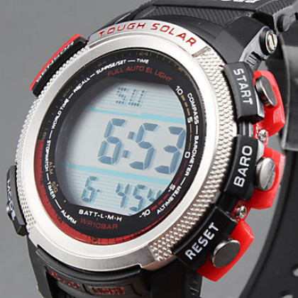 Мужская Multi-функциональный стиль резиновые автоматические цифровые наручные часы (черный)