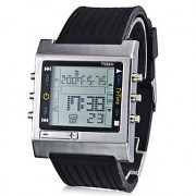 Мужская Multi-функциональный стиль Силиконовая Цифровые автоматические наручные часы (черный)