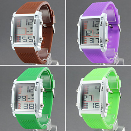 Мужская Multi-функциональный стиль силиконовый светодиодный цифровой наручные часы (разных цветов)