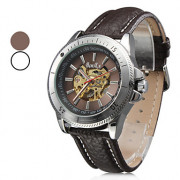 Мужская наручные PU аналоговые механические часы (коричневый)