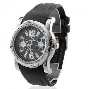 Мужская Новый дизайн Резиновые аналоговые кварцевые наручные спортивные часы (черный)