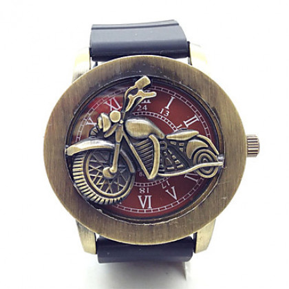 Мужская полые мотоцикла флип стиль силиконовой лентой аналоговые кварцевые наручные часы случайным (бронза) (случайный цвет)