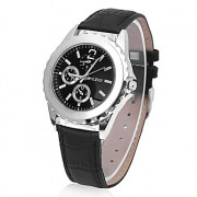 Мужская Простой дизайн Стиль Кожа PU Кварцевый Повседневная наручные часы (черный)