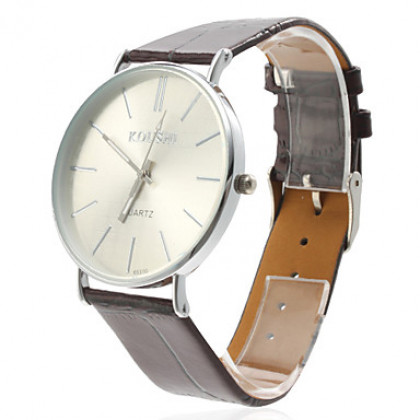 Мужская Простой элегантный дизайн PU аналоговые кварцевые наручные часы (разных цветов)