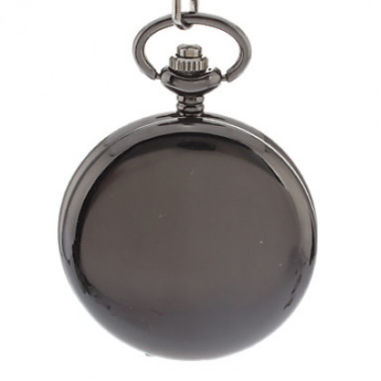 Мужская простую обложку черного сплава кварцевые часы карманные с цепочкой аналогового