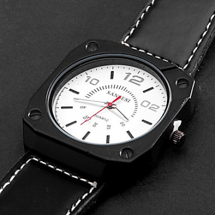 Мужская PU Аналоговые кварцевые наручные часы (черный)