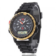Мужская PU аналоговые кварцевые наручные спортивные часы (черный)
