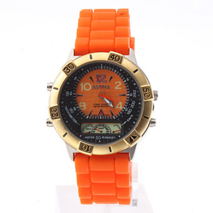 Мужская PU аналоговые кварцевые наручные спортивные часы (Orange)