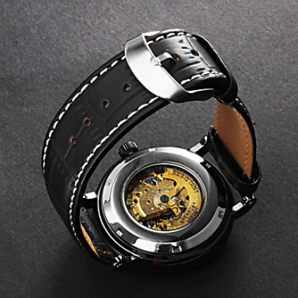 Мужская PU Аналоговый Авто-механические наручные часы (черные полосы)