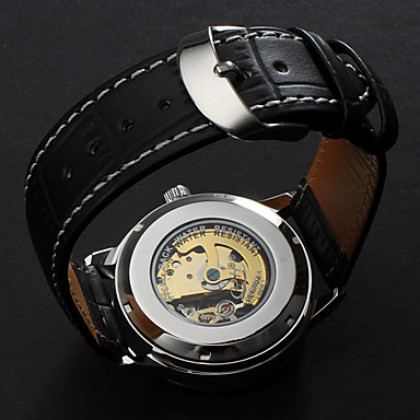 Мужская PU Аналоговый механический водостойкой наручные часы (черный)
