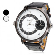 Мужская PU Аналоговый Multi-Движение Кварцевые наручные часы (2 часовых поясов, Черный)