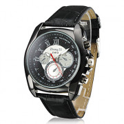 Мужская PU кварцевые аналоговые наручные часы (черный)