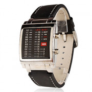Мужская ПУ цифровых светодиодных наручные часы (черный)