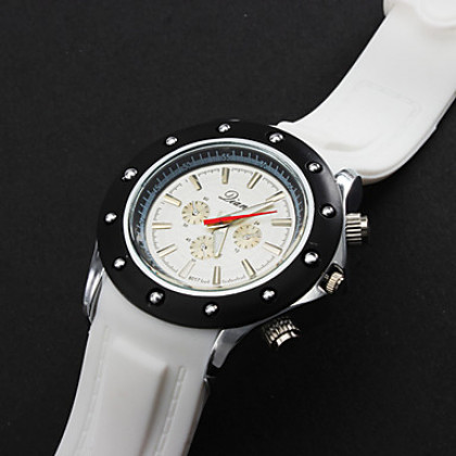 Мужская Punk Стиль силиконовой лентой Кварцевый Спорт наручные часы (белый)