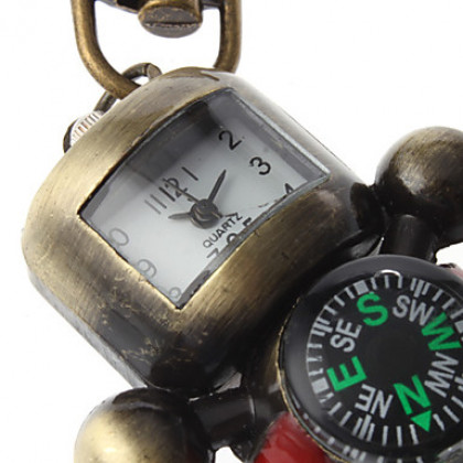 Мужская робот Дизайн сплава аналогового Кварцевые часы с брелок Compass (бронза)
