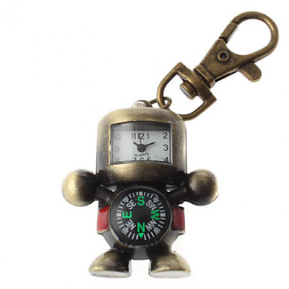 Мужская робот Дизайн сплава аналогового Кварцевые часы с брелок Compass (бронза)