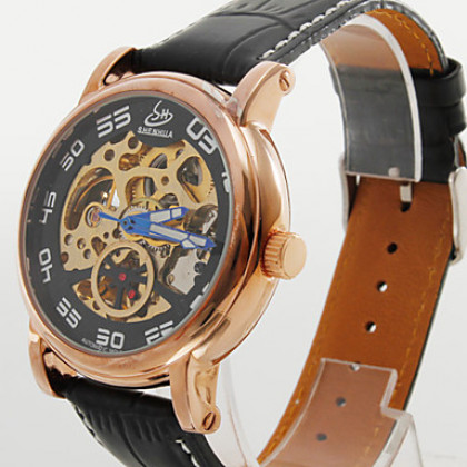 Мужская романском стиле номера сплава аналогового механические наручные часы (черный)
