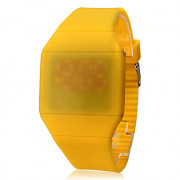 Мужская сенсорный экран Резиновые цифровой светодиодный наручные часы (желтый)