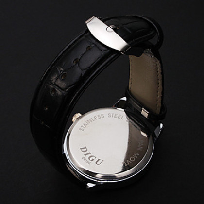 Мужская серебристый корпус Простой шаблон PU Аналоговые кварцевые наручные часы (разных цветов)