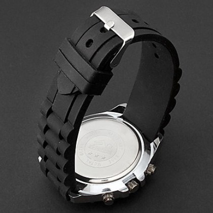 Мужская серебристый корпус силиконовой лентой Аналоговые кварцевые наручные часы (разных цветов)