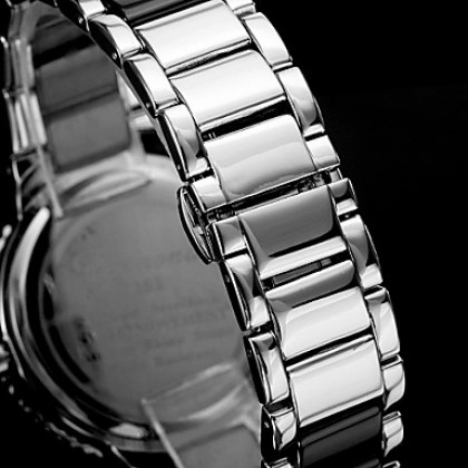 Мужская Серебряный набор керамики со сталью Аналоговые кварцевые наручные часы (разных цветов)