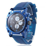 Мужская силиконовая аналоговые кварцевые наручные часы (Blue)
