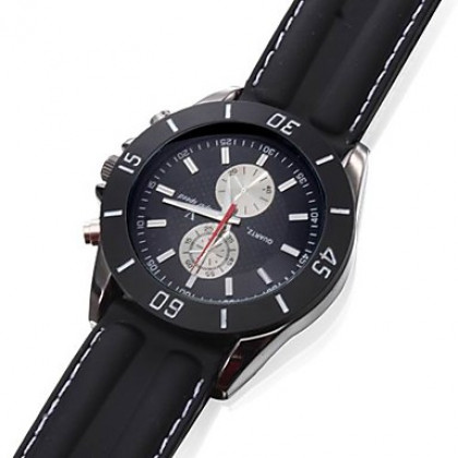 Мужская силиконовая аналоговые кварцевые наручные часы (черный)