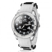 Мужская силиконовая Аналоговые кварцевые спортивные часы с черным циферблатом (белый)