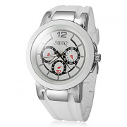 Мужская силиконовая Кварцевый Спортивные часы наручные часы с белым циферблатом и три ложных (белый)