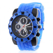 Мужская силиконовой лентой Аналоговые кварцевые наручные спортивные часы (синий)
