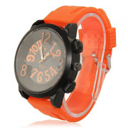 Мужская силиконовой лентой черный циферблат аналогового Спорт кварцевые наручные часы (оранжевый)