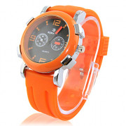 Мужская силиконовой лентой Спорт Аналоговые кварцевые наручные часы (оранжевый)