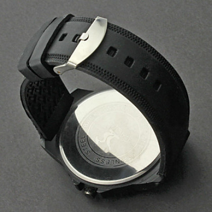 Мужская сплав Циферблат силиконовой лентой Кварцевые аналоговые наручные часы