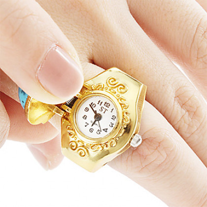 Мужская сплава аналоговые кварцевые часы Ретро стиль кольцо (золото)