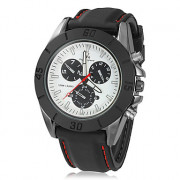 Мужская Спорт Стиль белый циферблат силиконовой лентой Кварцевые аналоговые наручные часы (черный)