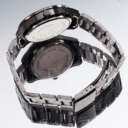 Мужская стали аналоговые кварцевые наручные часы (черный)