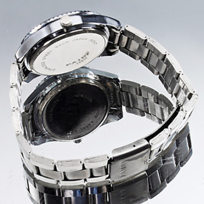 Мужская стали аналоговые кварцевые наручные часы (серебро)