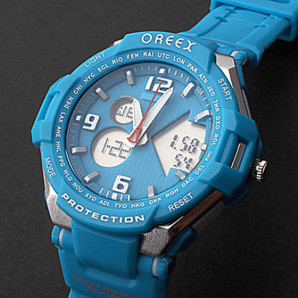 Мужская Стальная рама Многофункциональный аналого-цифрового набора Rubber Band наручные часы (разных цветов)