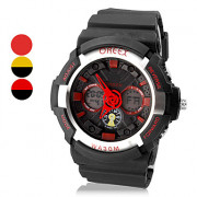 Мужская Стальная рама многофункциональный аналого-цифровой циферблат черный резиновый ремешок наручные часы (разных цветов)